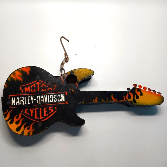 Harley Davidson Vintage Handmade Guitar Metal Wall Decor - Picture 1 of 10